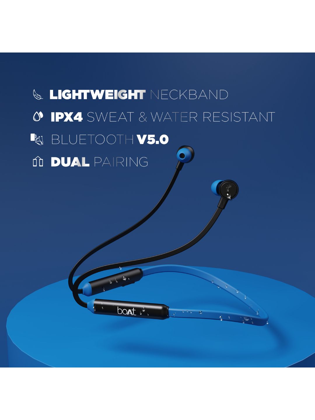 Buy 103 Wireless Blue InEar With Mic Wireless Neckband From Fancode Shop.