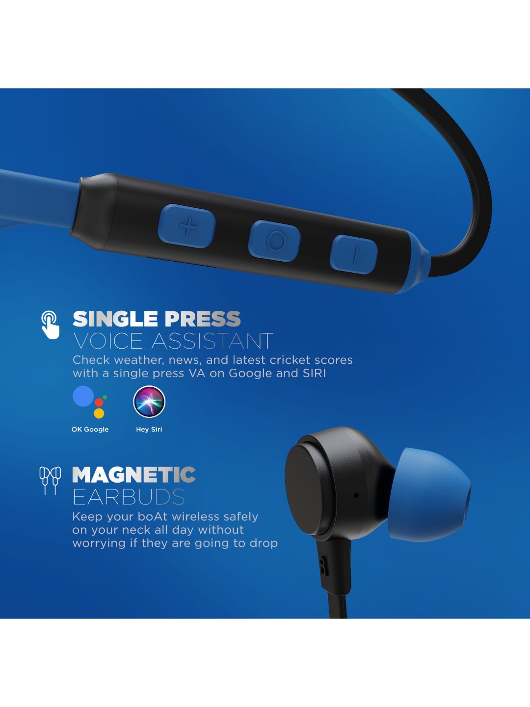 Buy 103 Wireless Blue InEar With Mic Wireless Neckband From Fancode Shop.