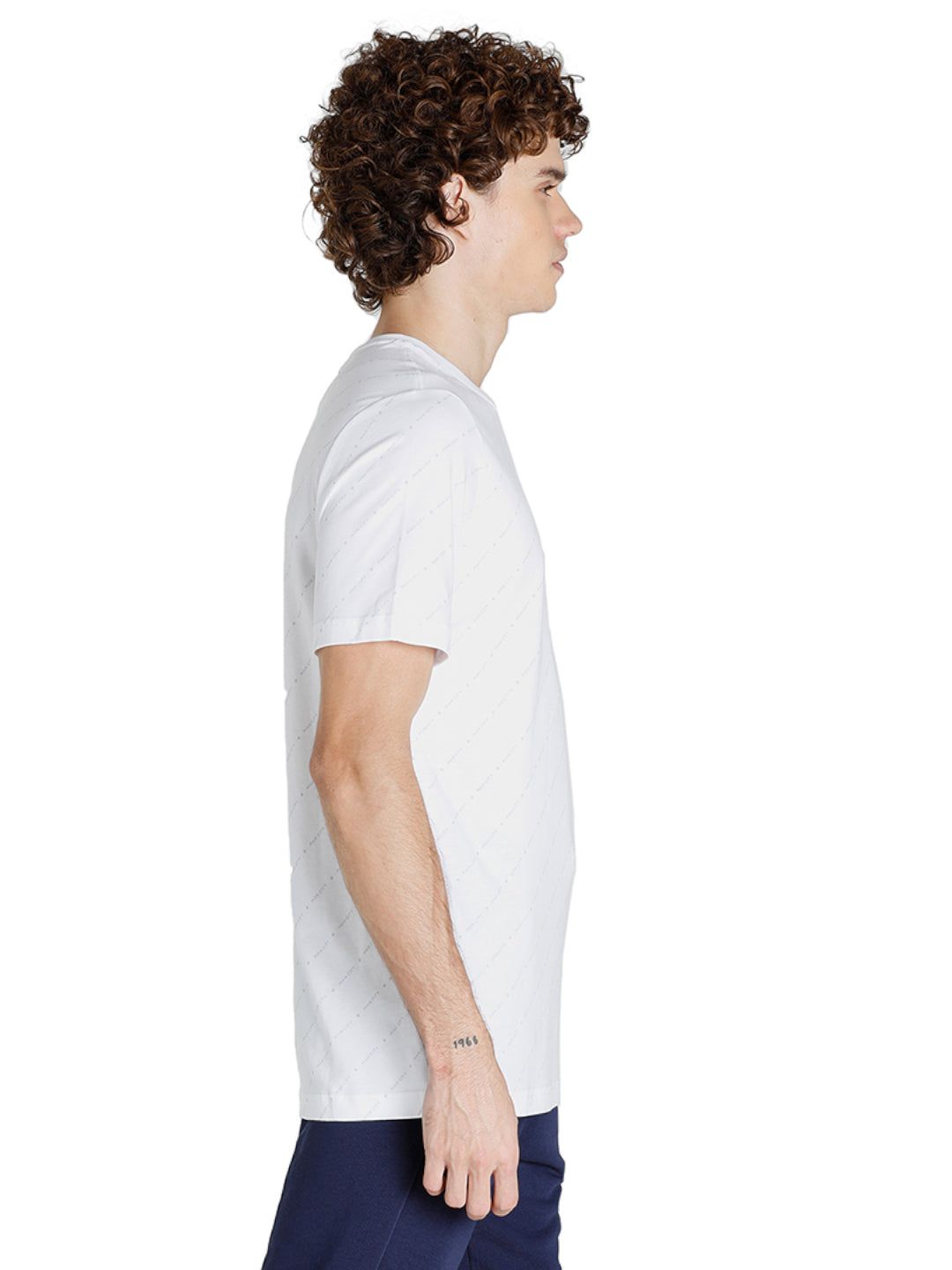 Men White Blue Printed Round Neck Crest T-Shirt From Fancode Shop.