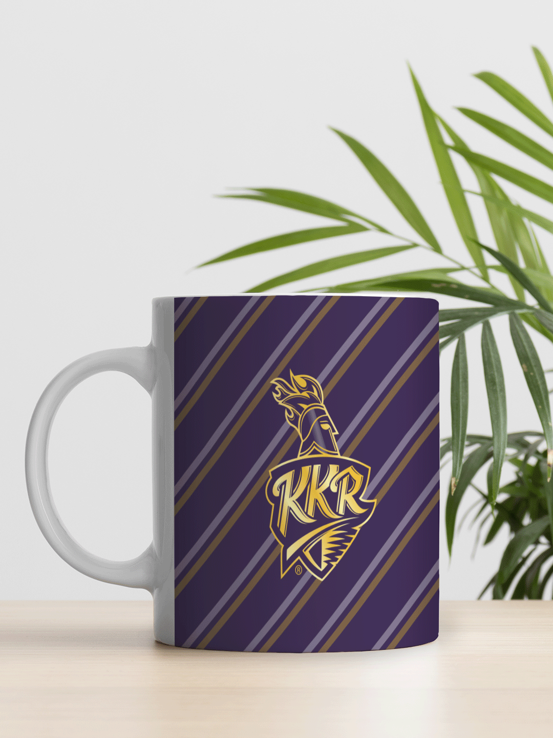 Purple and Gold Printed Ceramic Glossy Coffee Mug 325 ml - (Pack of 1)