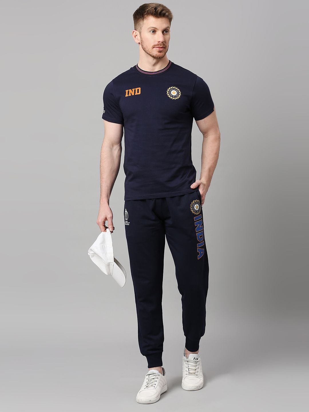 Buy Official ICC CWC 23 Men Navy Blue Solid Jogger From FanCode Shop