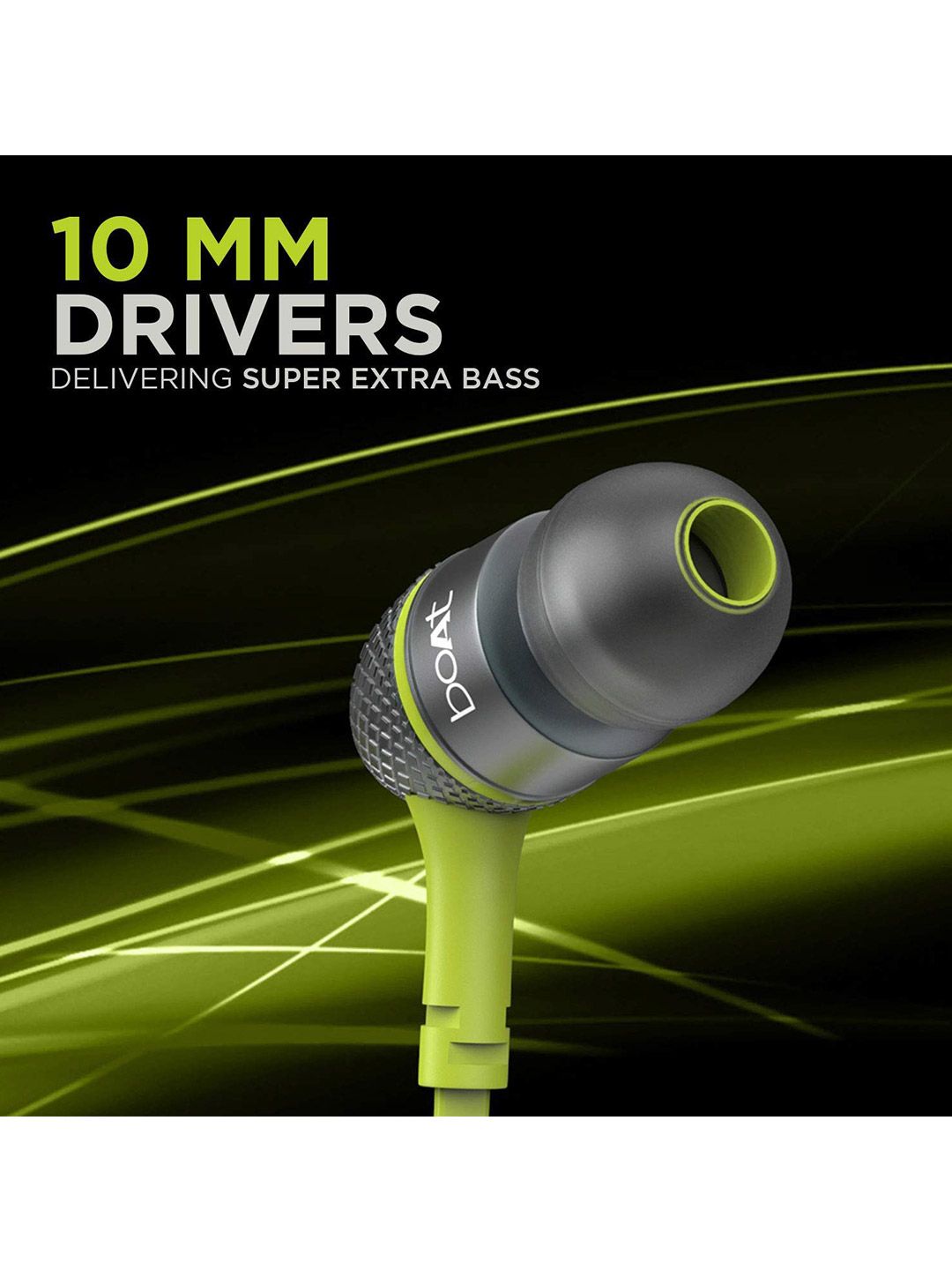 Buy Bassheads 225 Cc Neon Lime InEar With Mic Wired Earphone From