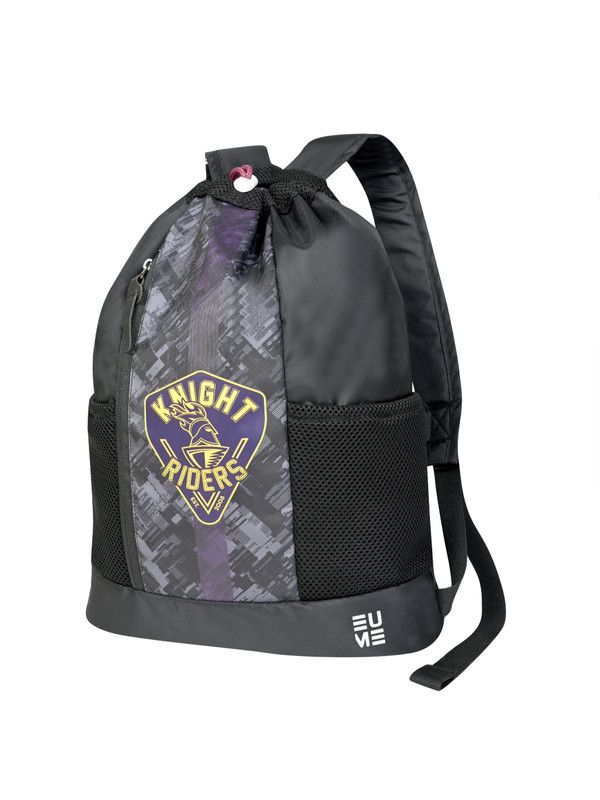 Unisex Black Solid Drawstring Backpack
