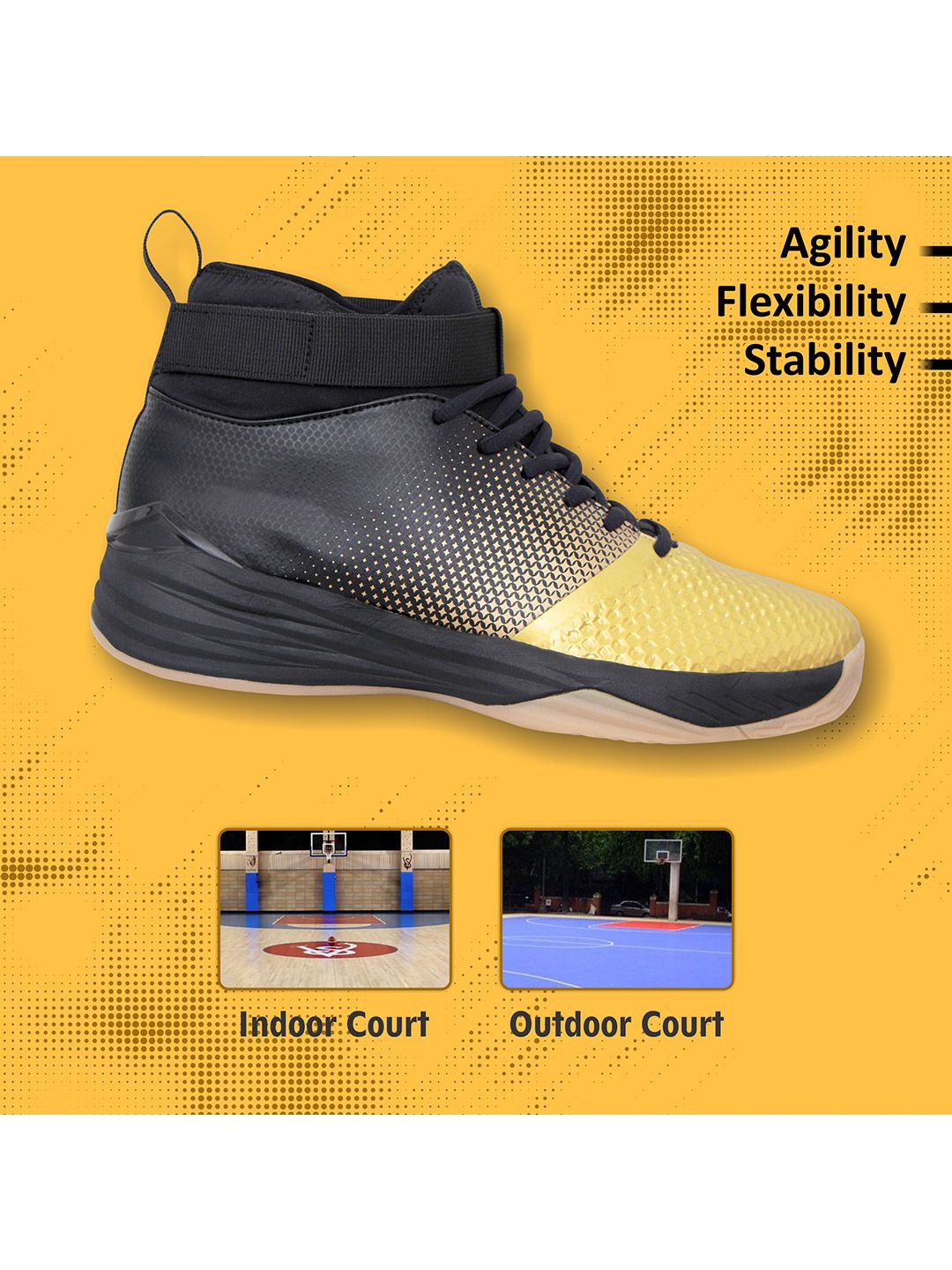 Buy Men Black & Gold Tucana Gold Basketball Shoes From Fancode Shop.