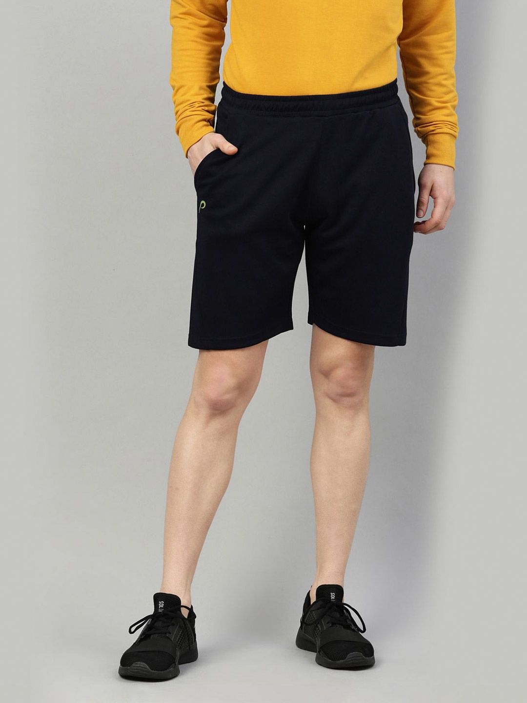 Buy Men Navy Blue Solid Regular Fit Cotton Short From Fancode Shop.