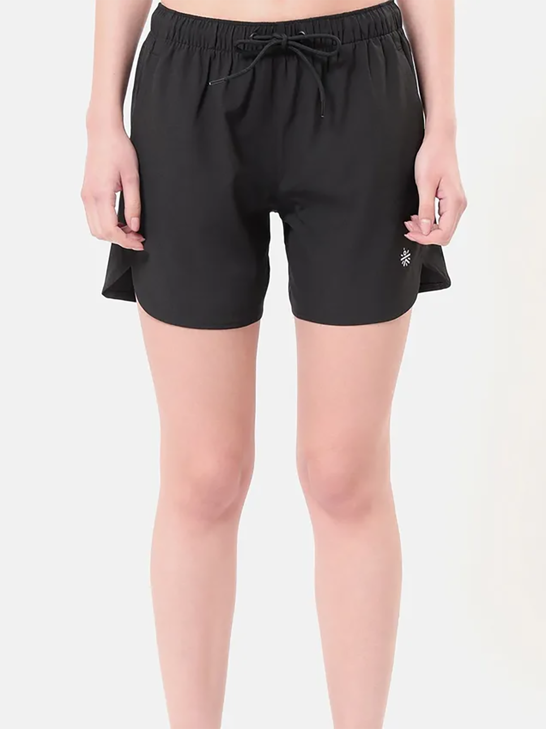 Buy Women Black Solid Shorts with Curved Hem From Fancode Shop.