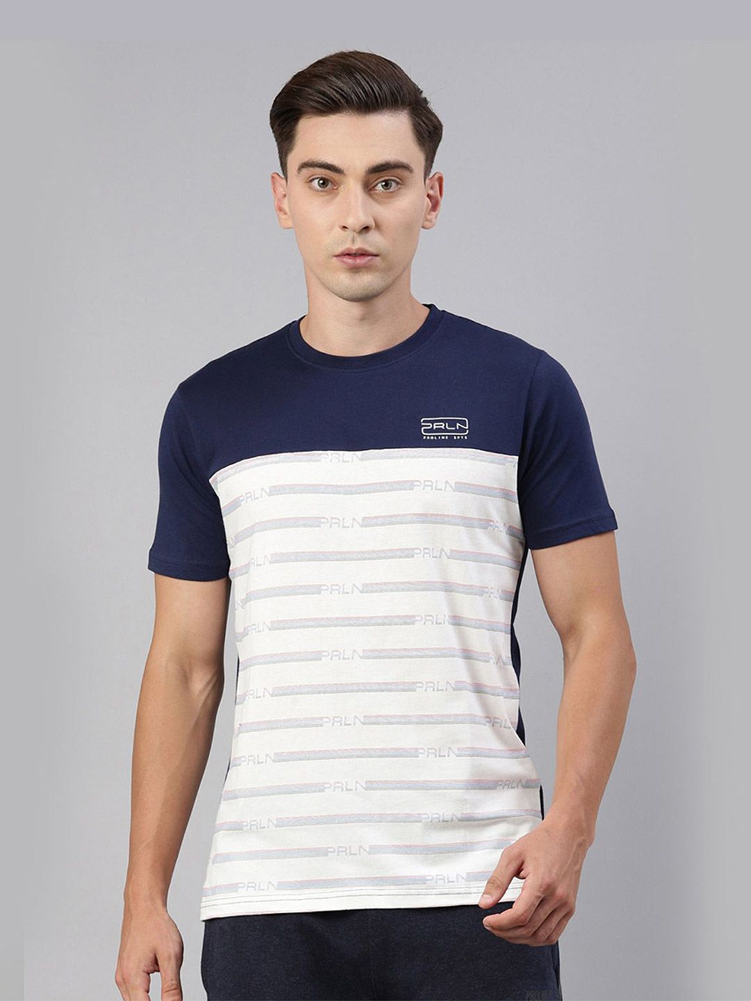 Buy Men Blue Graphic Printed Round Neck Pure Cotton T-Shirt From ...