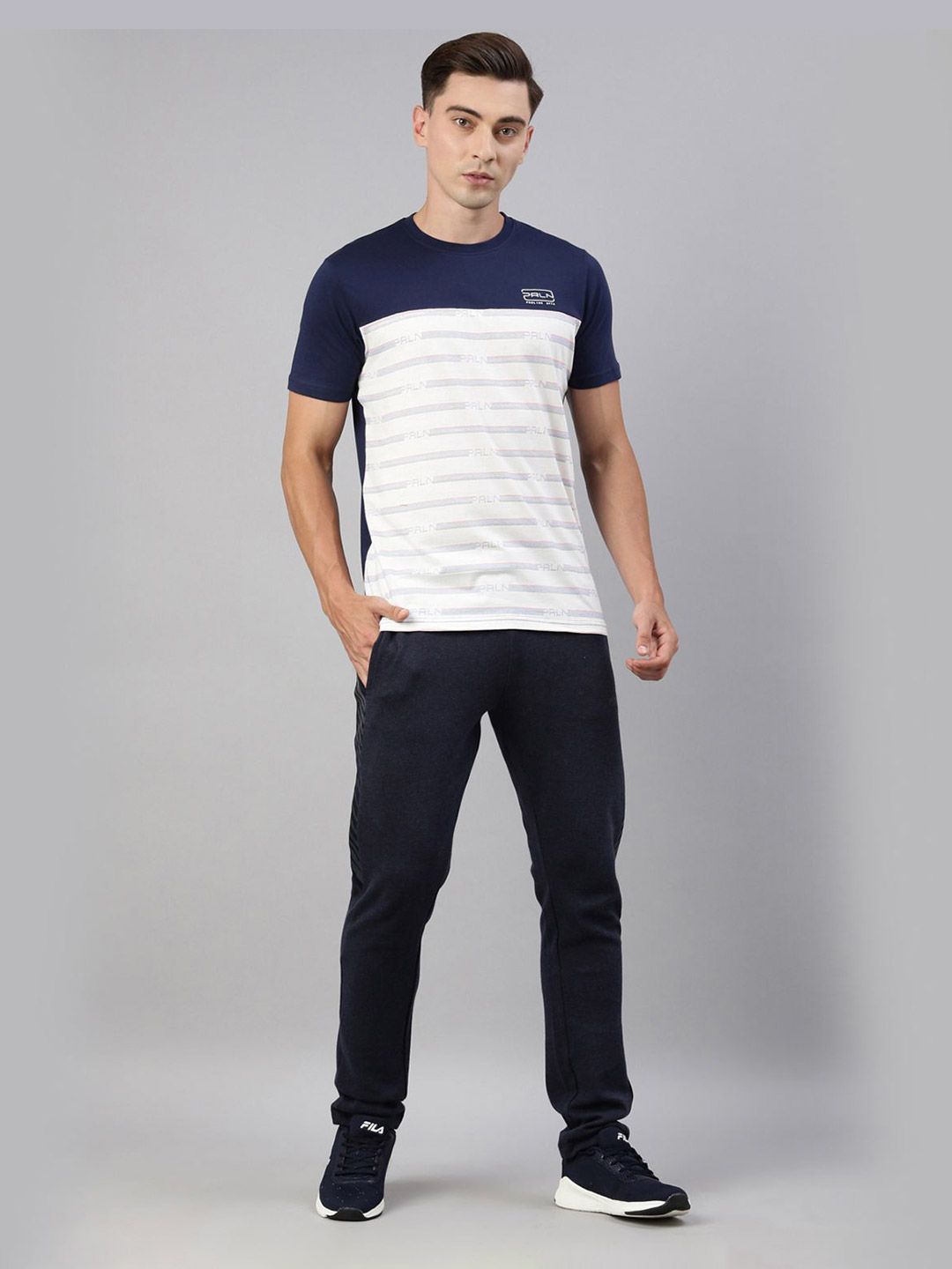 Buy Men Blue Graphic Printed Round Neck Pure Cotton T-Shirt From ...