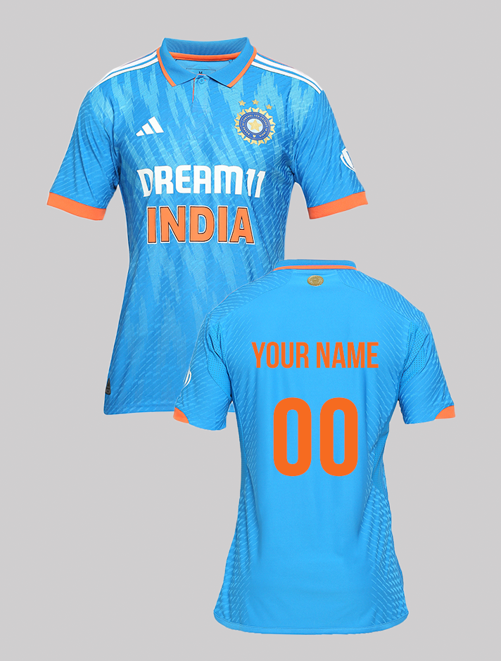 Buy Official Adidas ICC India ODI Cricket Bright Blue Printed Half Sleeves  Polo Collar Player Customised Jersey for Men From Fancode Shop.