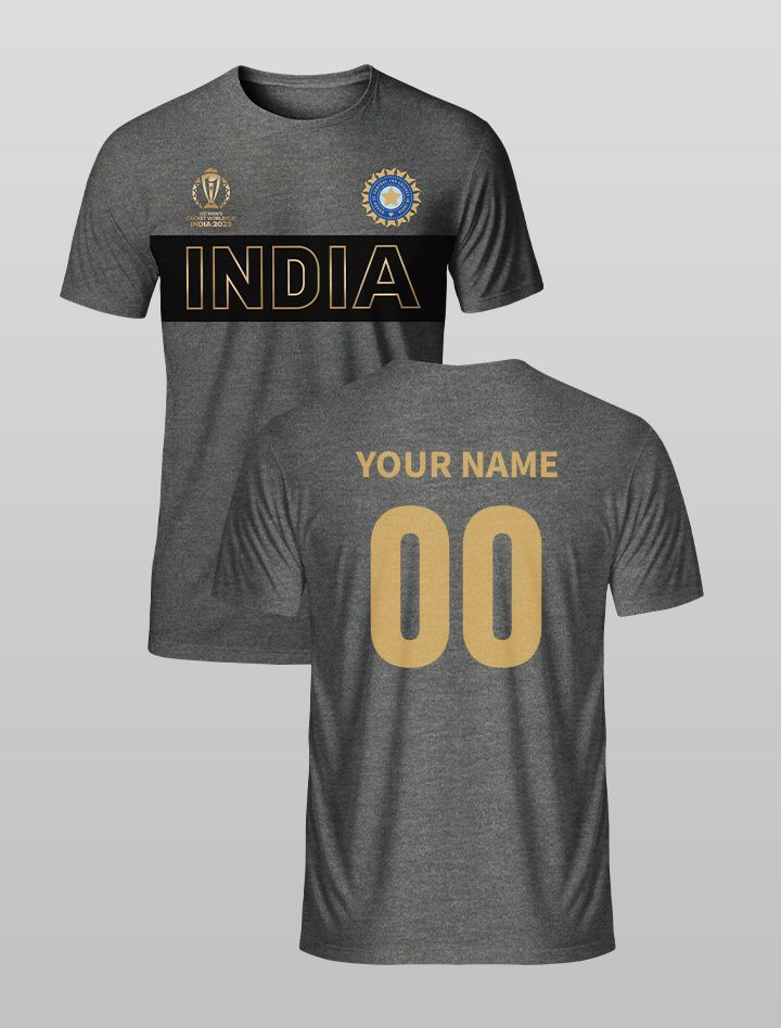 Buy Official ICC CWC-23 Men Grey Printed Round Neck T-Shirts ...