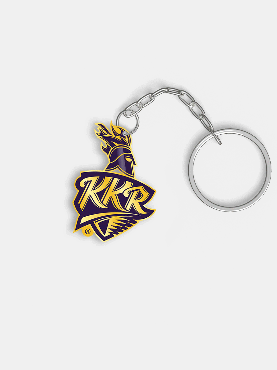 Purple and Gold Digital Print KKR Logo Metal Keychain - (Pack of 1)