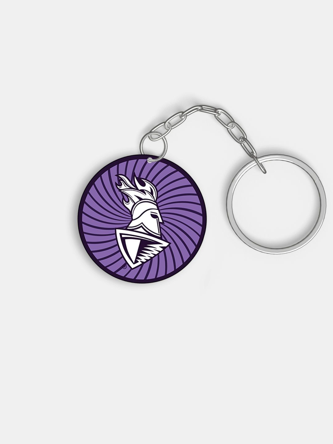 Purple and White Digital Print Metal Keychain - (Pack of 1)