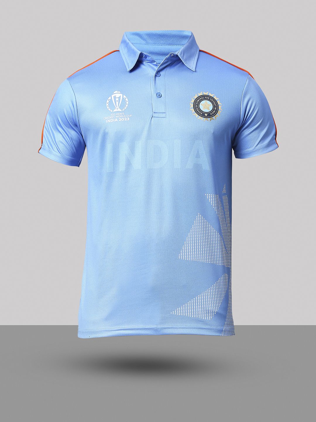 Buy Official ICC CWC-23 Men Blue Logo Printed Polyester Polo Collar T ...