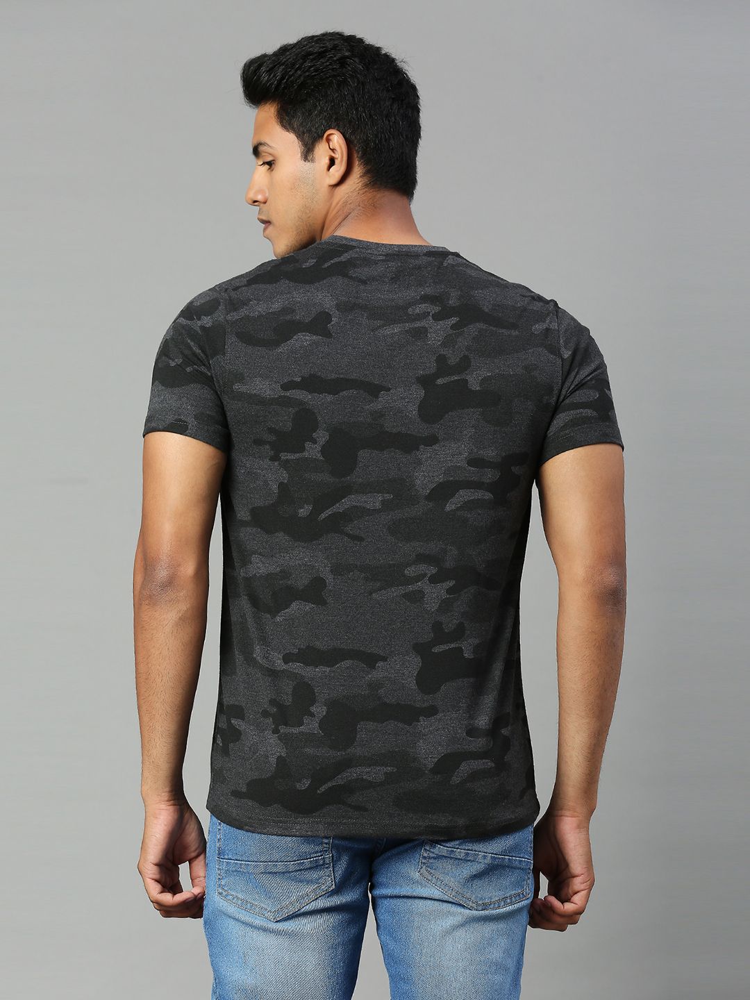 Buy Official ICC CWC-23 Men Camo Black Printed Round Neck T-Shirts from ...