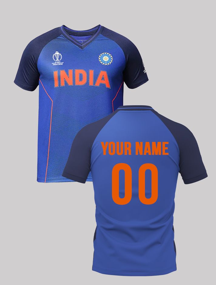 Buy Official ICC CWC-23 Men Royal Blue Printed Round Neck T-Shirts ...