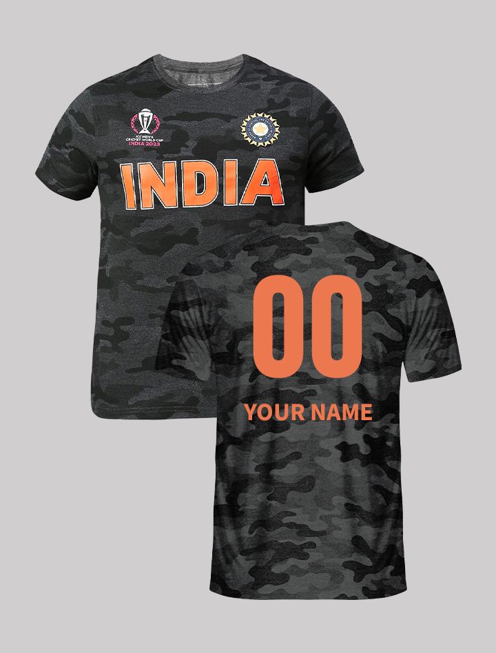 Buy Official ICC CWC-23 Men Camo Black Printed Round Neck T-Shirts ...