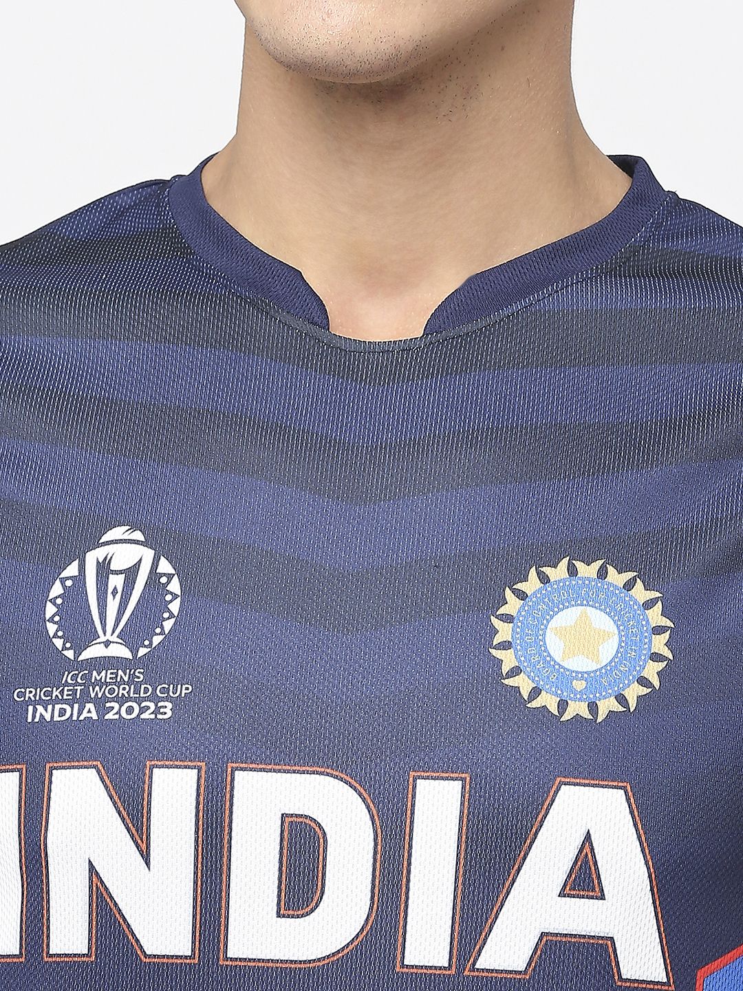 Buy Official ICC CWC-23 Men Blue Printed Round Neck from FanCode Shop.