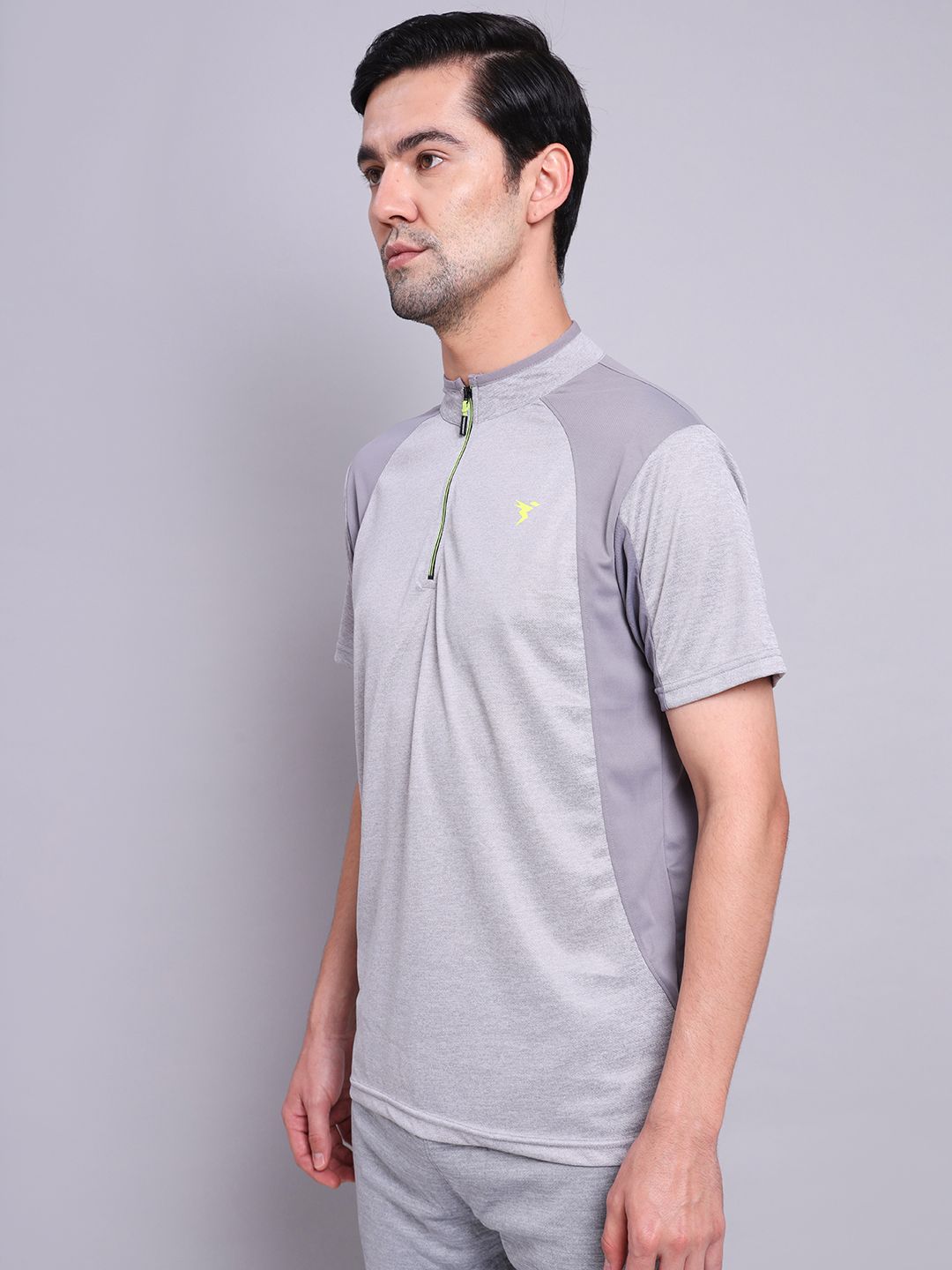 Buy Men Light Grey Melange T-Neck Half Sleeves T-Shirts From Fancode Shop.
