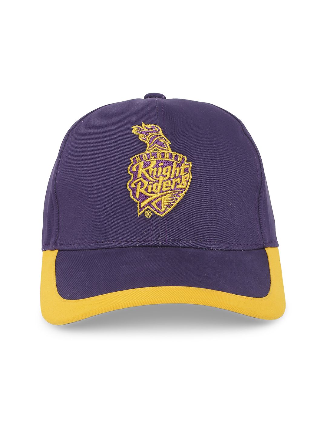 Men Purple and Yellow Embroidered Cotton Baseball Cap with Velcro Patch
