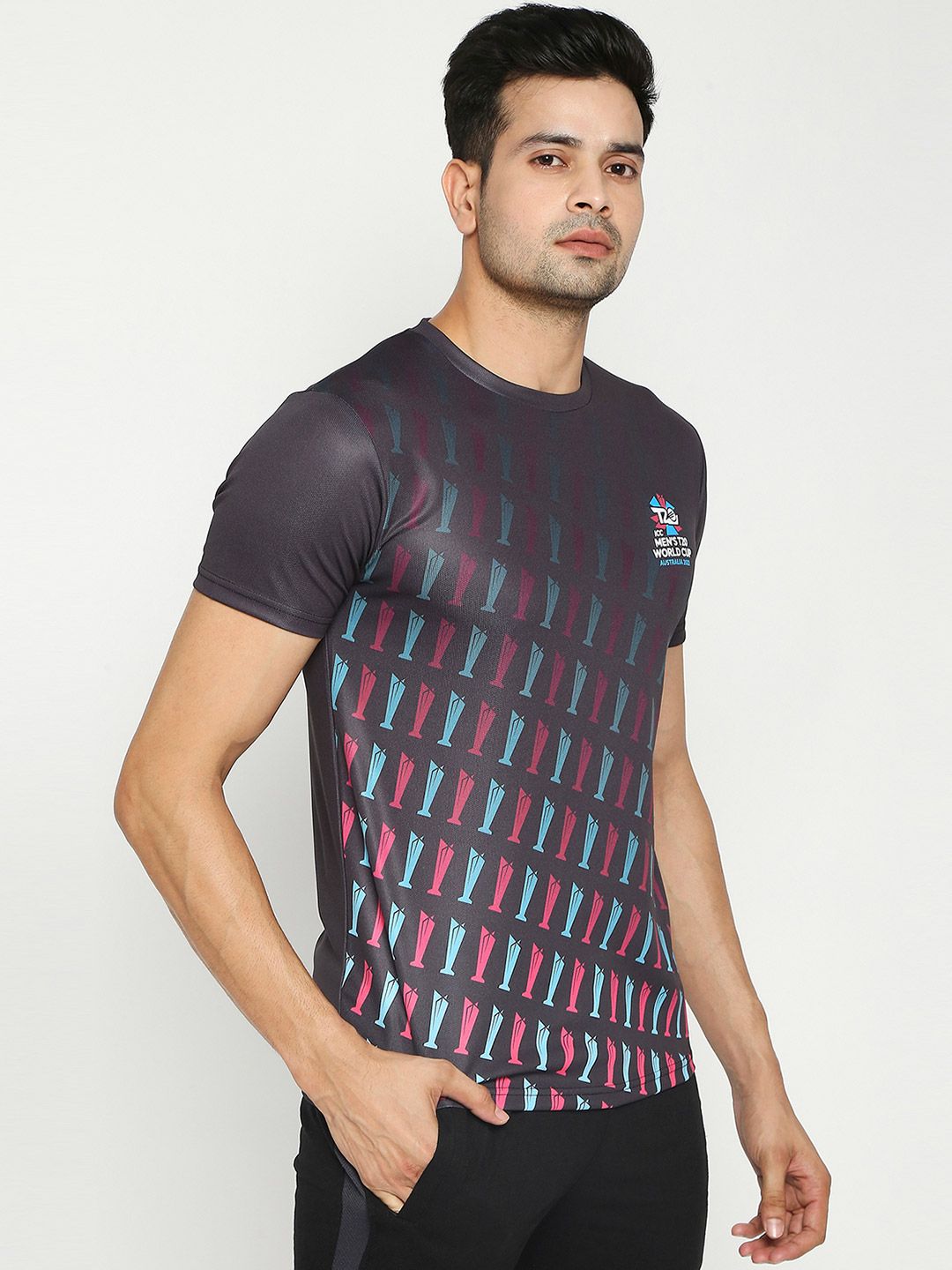 Buy Men Black Printed Round Neck T-Shirt From Fancode Shop.