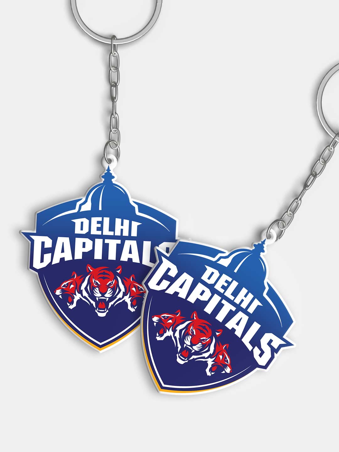 Delhi Capitals Blue Printed DC Logo and Rishabh Acrylic Keychain - Pack of 2 (2)