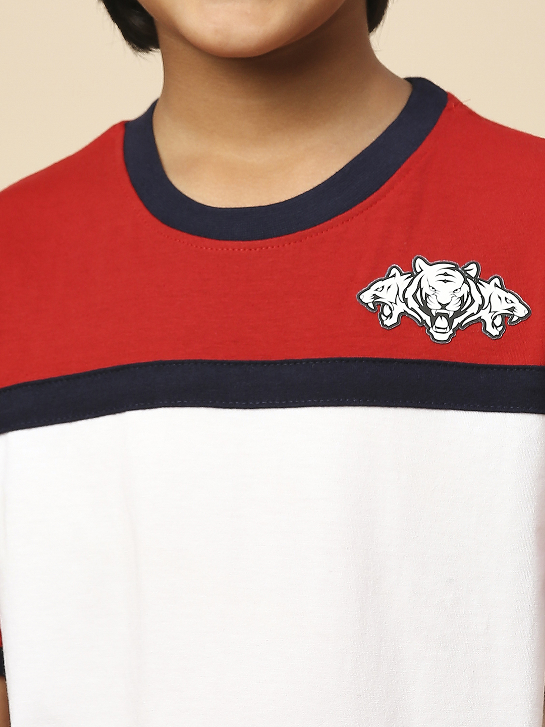 Delhi Capitals Boys White and Red Colourblocked Half Sleeves Round Neck Cotton T-Shirt (6)