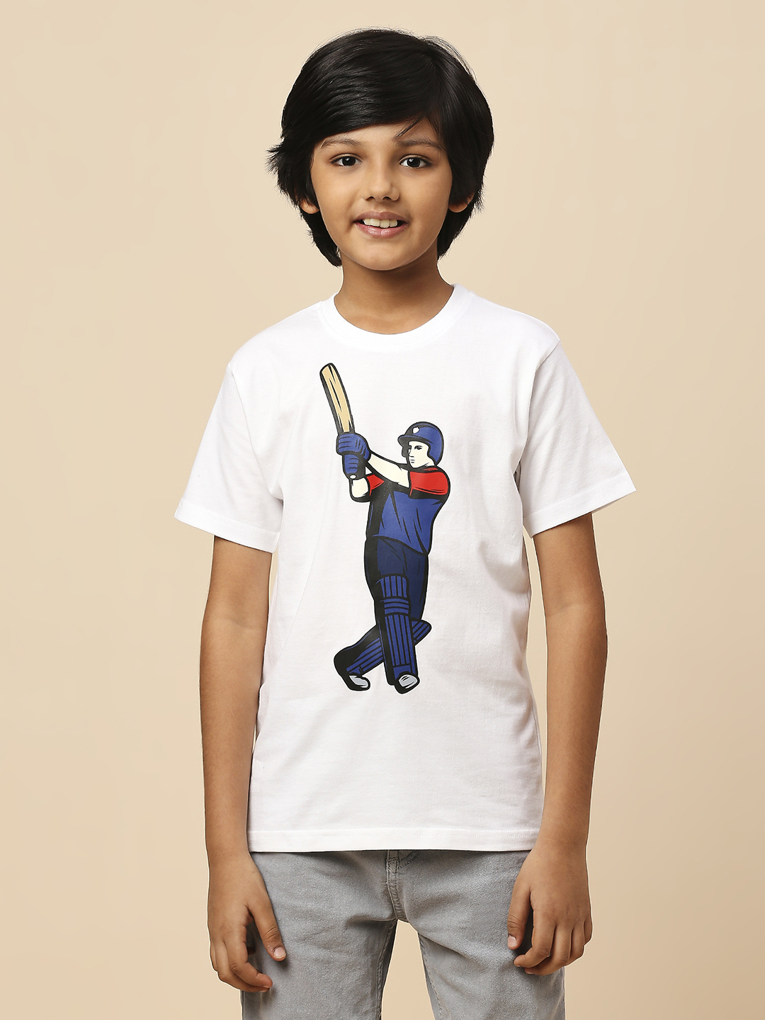 Delhi Capitals Boys White Printed Half Sleeves Round Neck Cotton T-Shirts (1)
