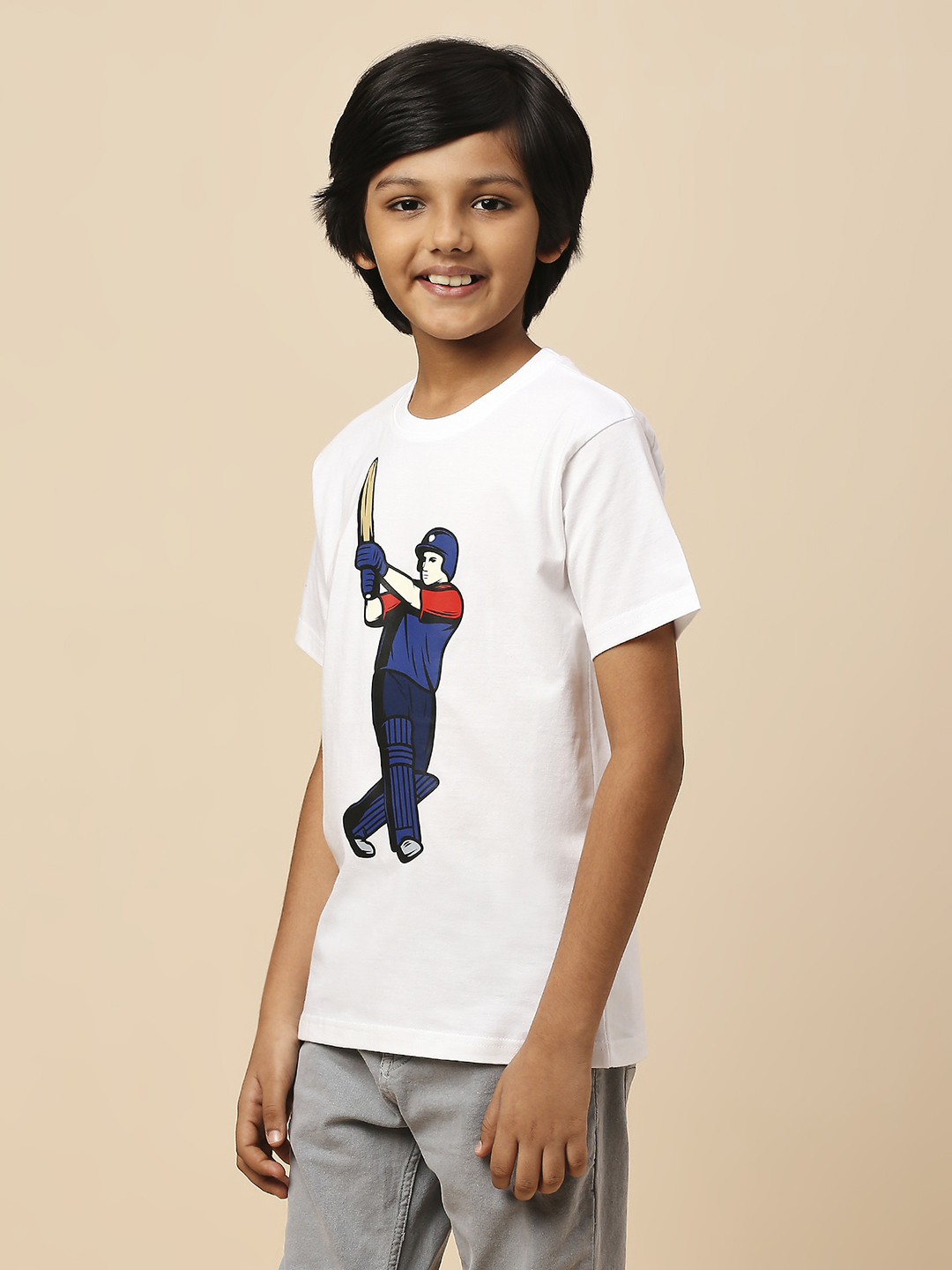 Delhi Capitals Boys White Printed Half Sleeves Round Neck Cotton T-Shirts (2)