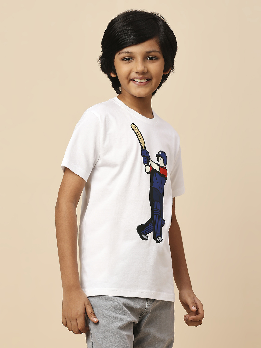 Delhi Capitals Boys White Printed Half Sleeves Round Neck Cotton T-Shirts (3)