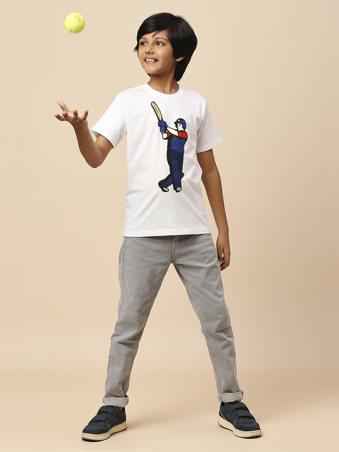 Delhi Capitals Boys White Printed Half Sleeves Round Neck Cotton T-Shirts (5)