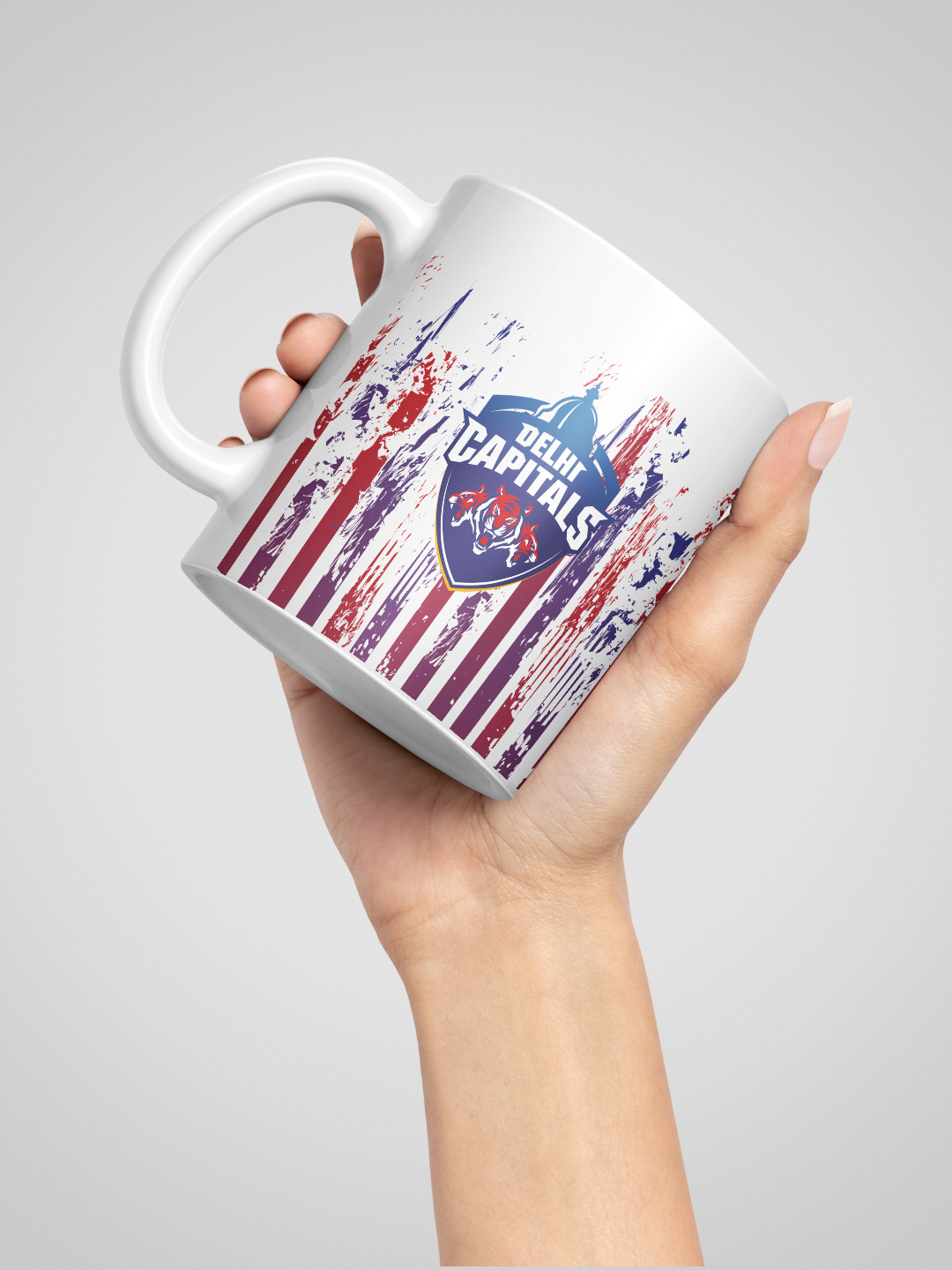 Delhi Capitals Ceramic Glossy Printed Mug, Microwave and Dishwasher Safe, Tea and Coffee Mug - 325 ml (White/Red) - Pack (3)