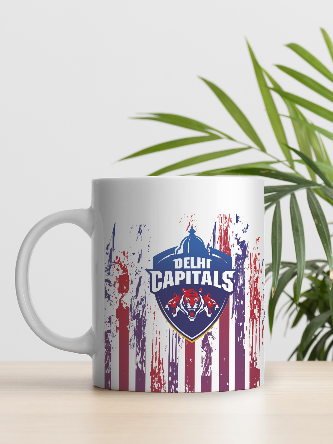Delhi Capitals Ceramic Glossy Printed Mug, Microwave and Dishwasher Safe, Tea and Coffee Mug - 325 ml (White/Red) - Pack (4)