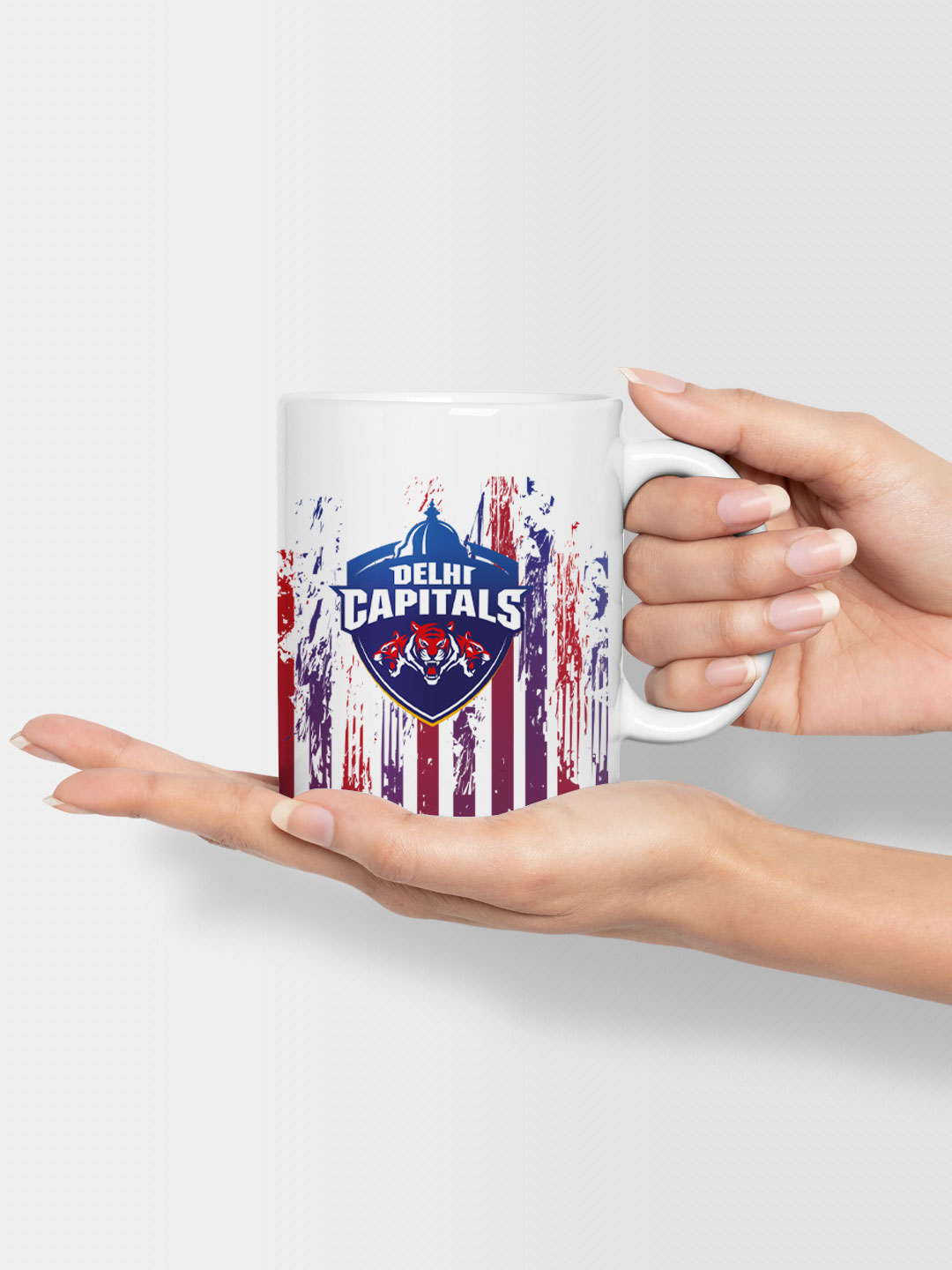 Delhi Capitals Ceramic Glossy Printed Mug, Microwave and Dishwasher Safe, Tea and Coffee Mug - 325 ml (White/Red) - Pack (6)