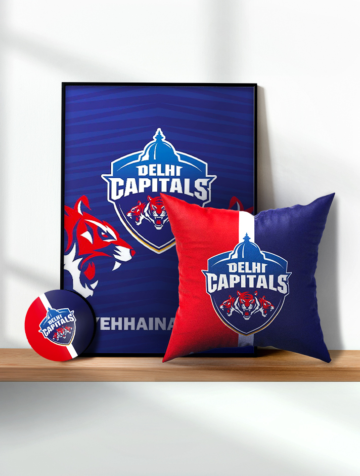 Delhi Capitals DC Combo Pack - Coasters, Posters and Pillow Covers (1)
