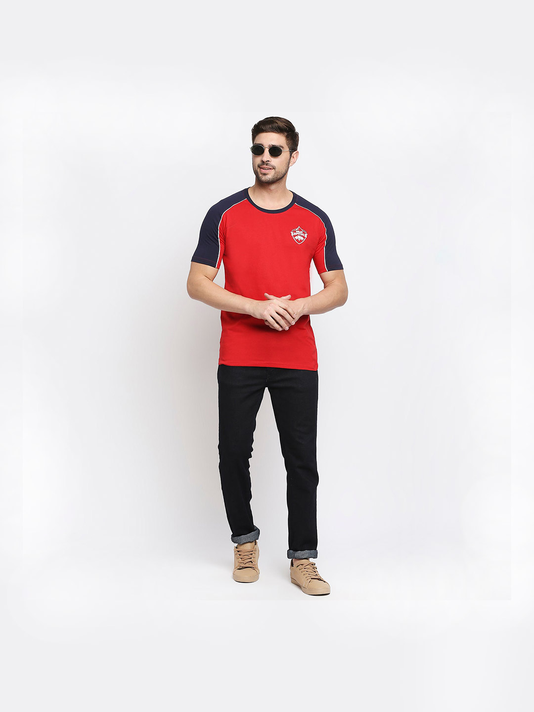Delhi Capitals DC Men's Classic Regular Fit Red Logo T-Shirt (6)