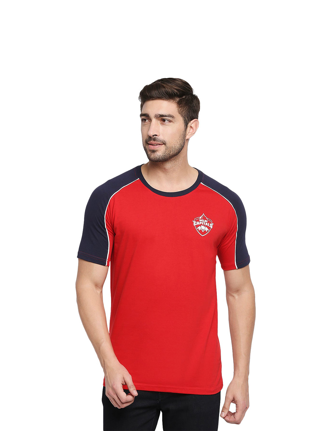 Delhi Capitals DC Men's Classic Regular Fit Red Logo T-Shirt (1)