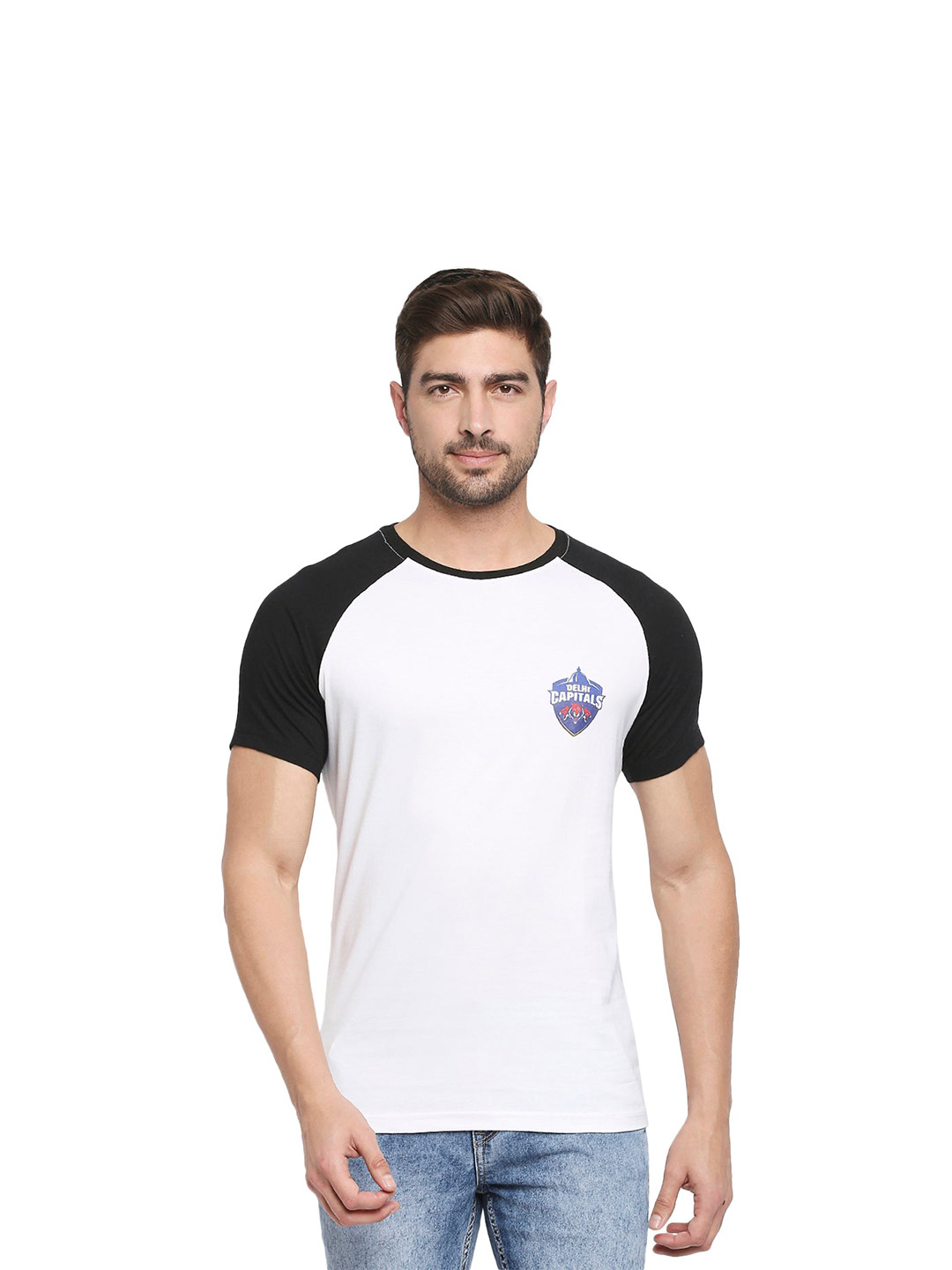 Delhi Capitals DC Regular Fit Casual T-Shirt with Black Sleeves (1)