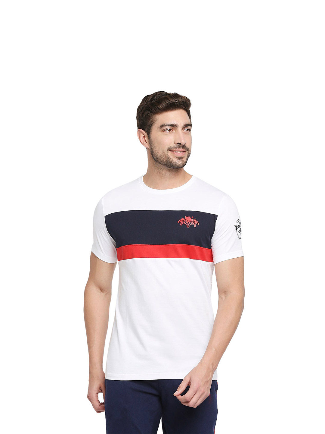 Delhi Capitals DC Regular Fit Fan Jersey with Dark Blue Stripe (1)