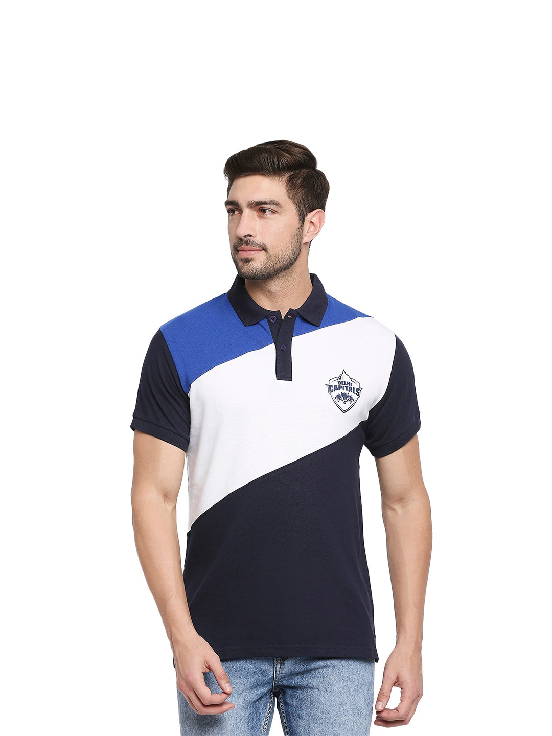 Delhi Capitals DC Regular Fit Polo with Blue Stripe (1)