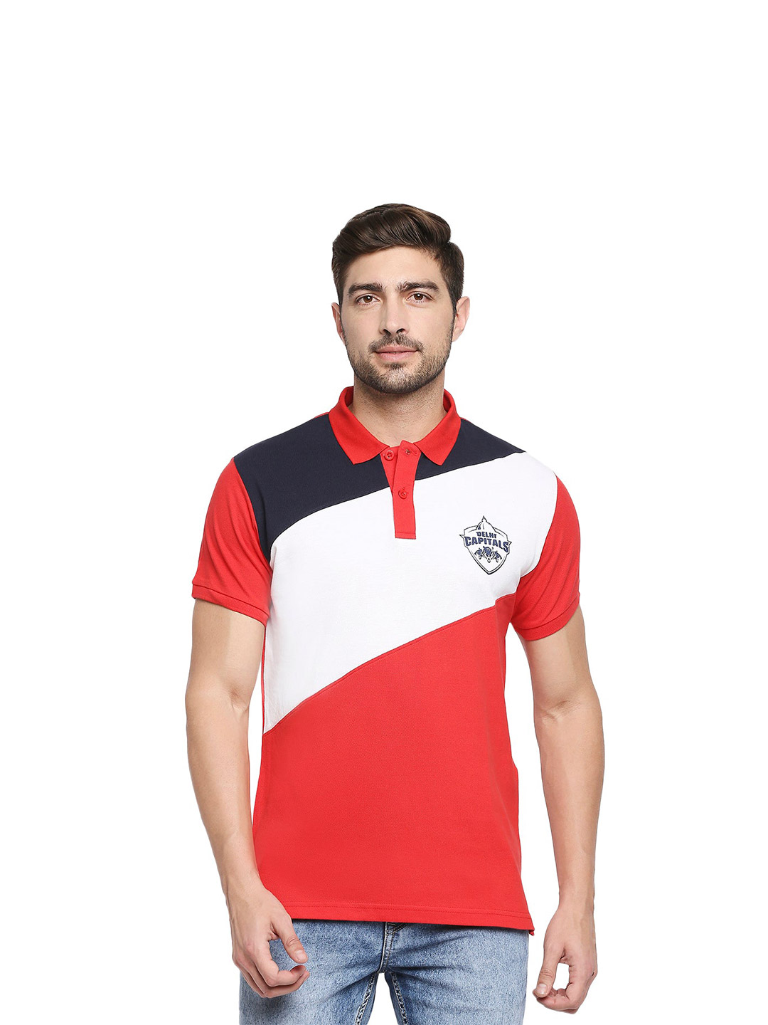 Delhi Capitals DC Regular Fit Polo with Red Stripe (1)