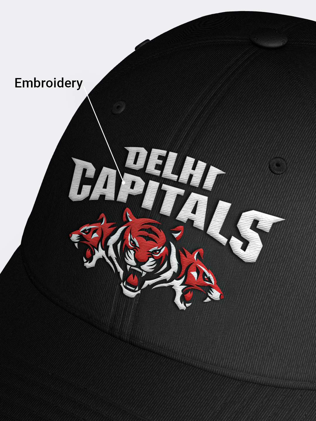 Delhi Capitals Logo Embroidered Black Baseball Cap (3)