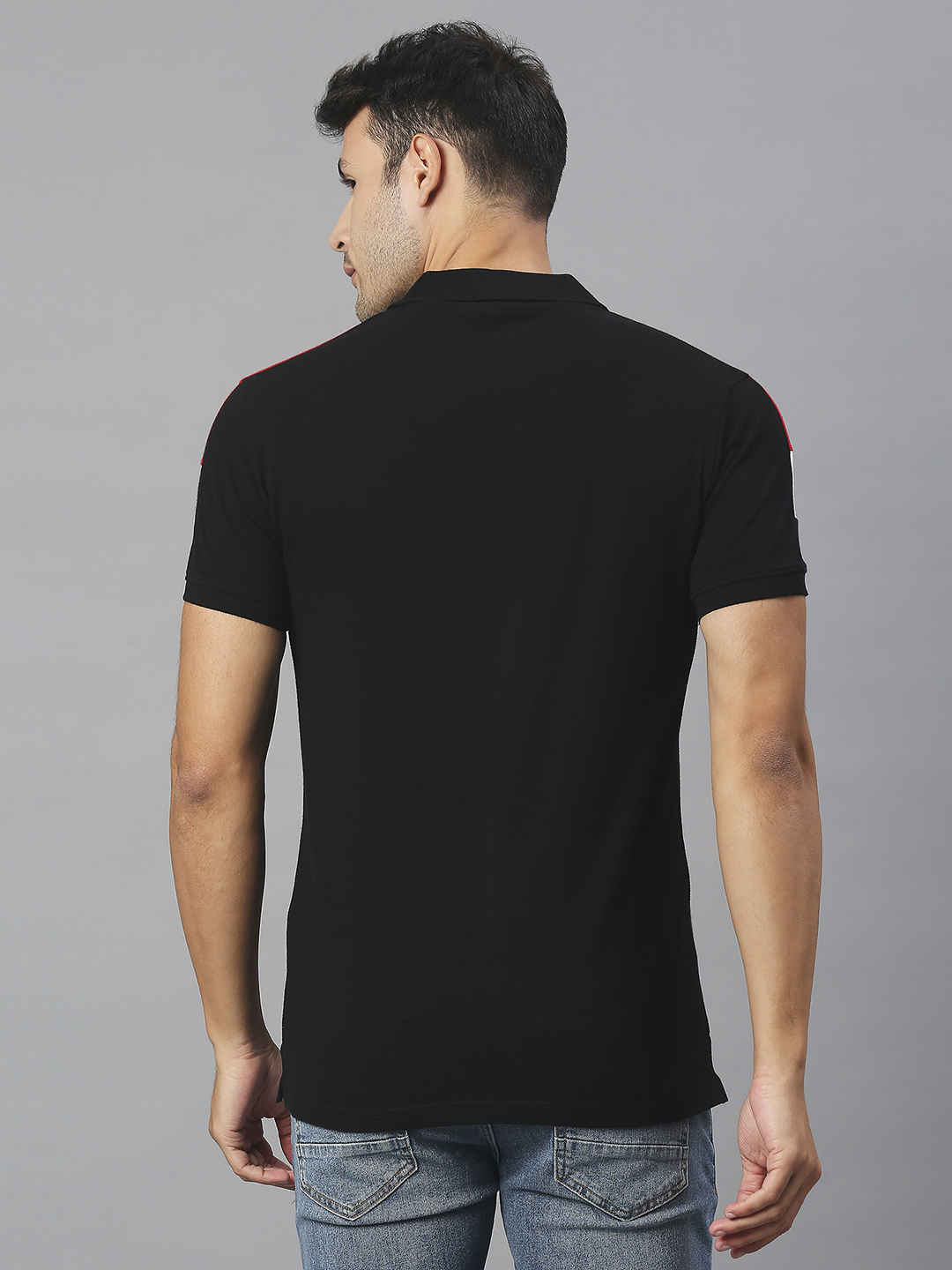 Delhi Capitals Men Black Solid Half Sleeves Polo Collar Cotton T-Shirt (2)