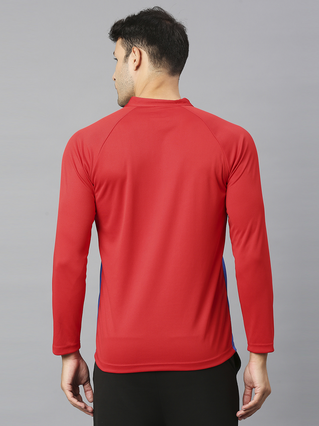 Delhi Capitals Men Blue and Red Colourblocked Full Sleeves Mandarin Collar Polyester T-Shirt (3)
