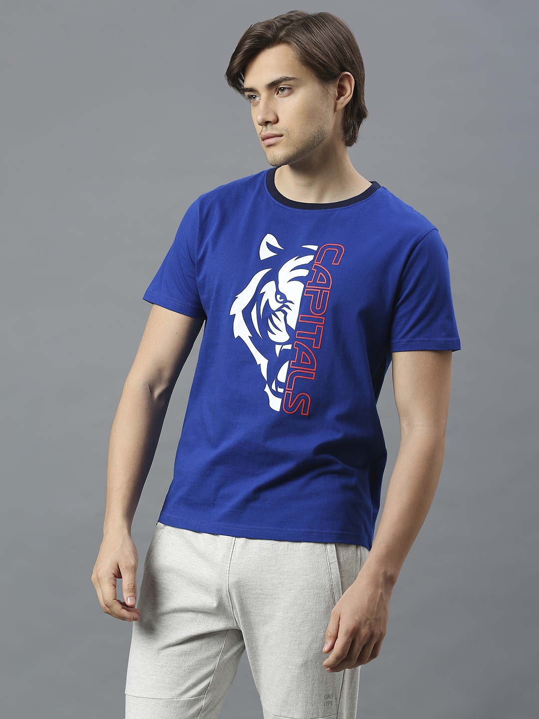 Delhi Capitals Men Blue Graphic Printed Half Sleeves Round Neck Cotton T-Shirt (4)