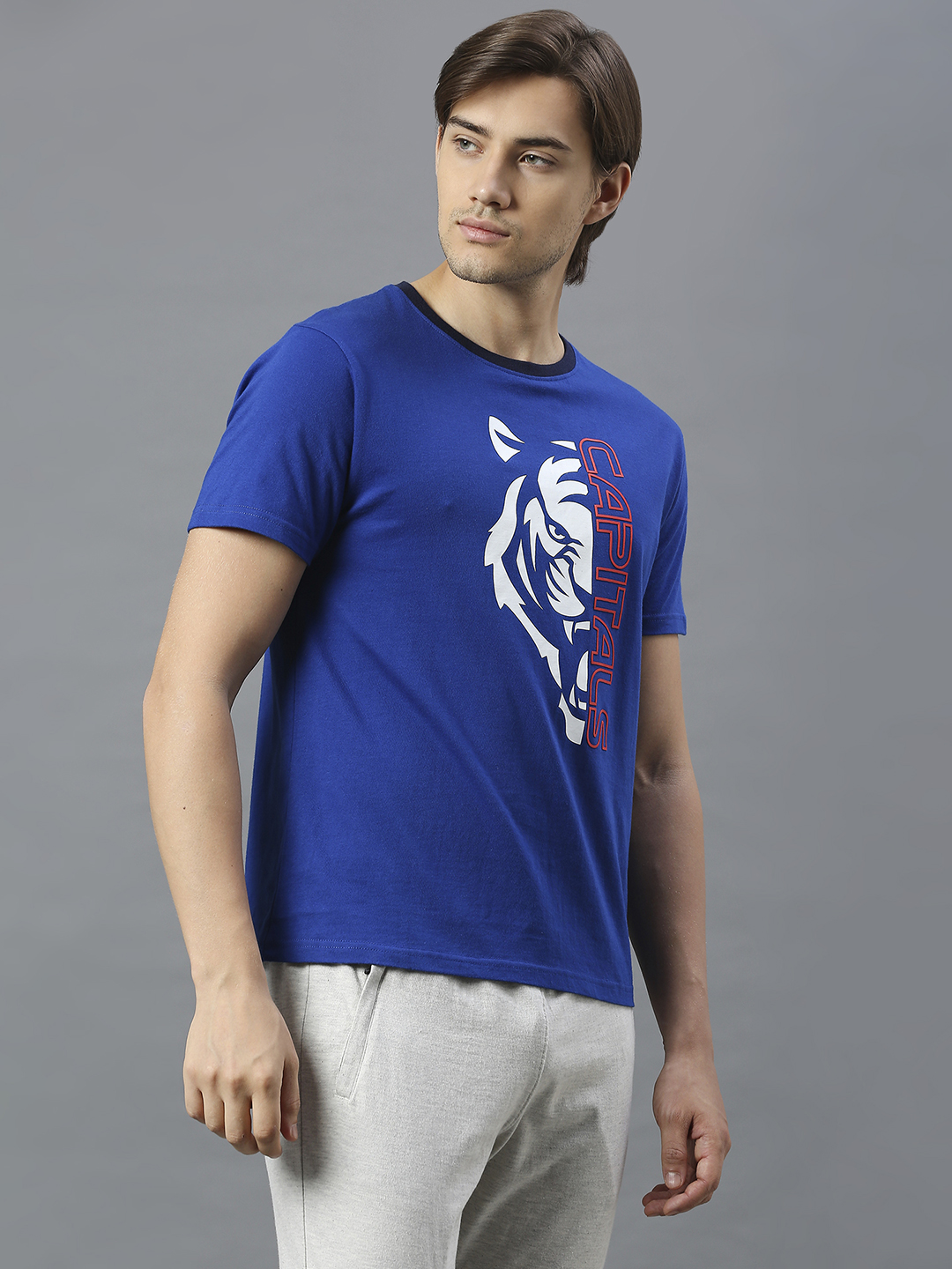 Delhi Capitals Men Blue Graphic Printed Half Sleeves Round Neck Cotton T-Shirt (5)