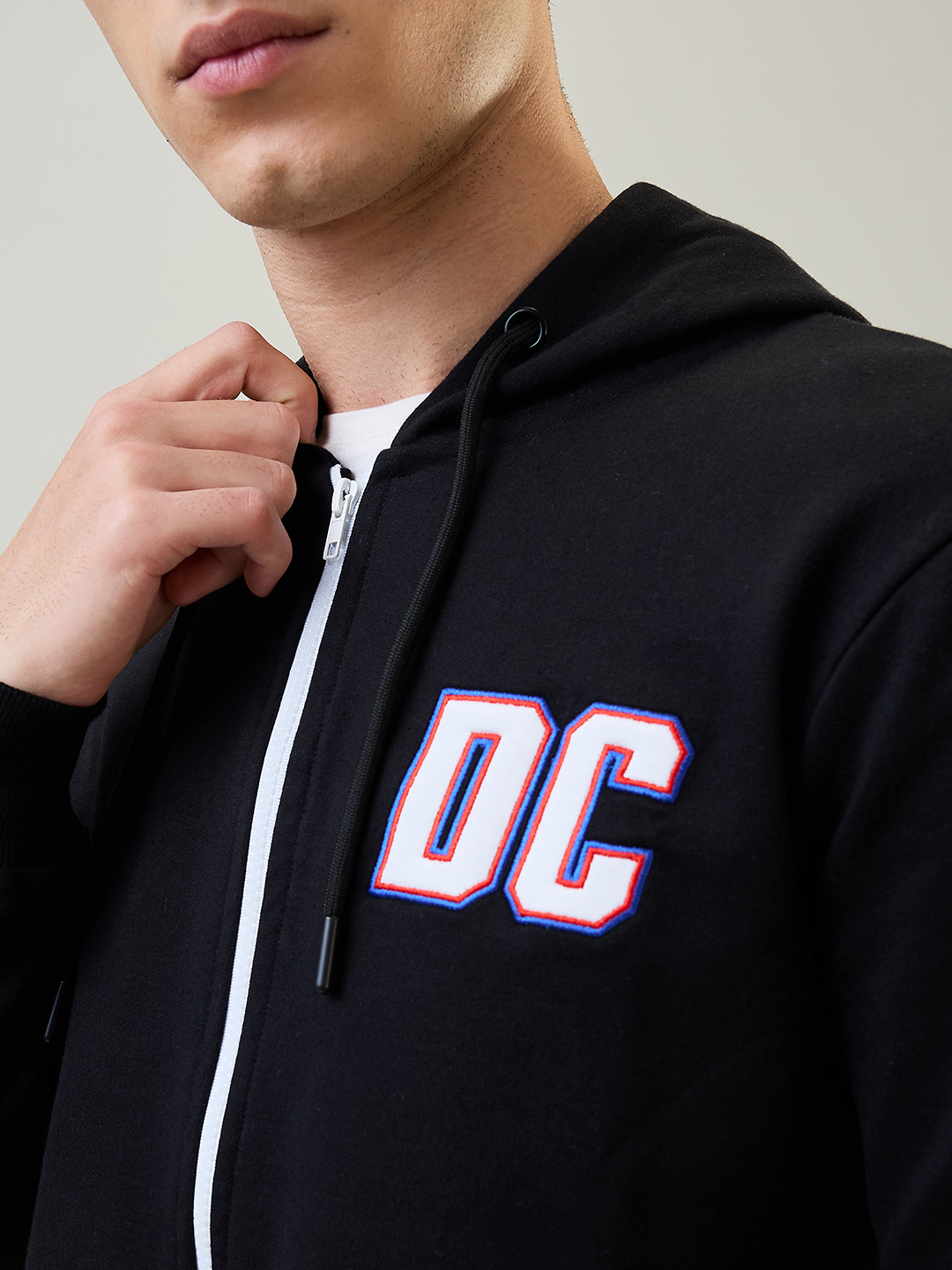Delhi Capitals Men Grey Hooded Full Sleeves Front-Open Sweatshirt (6)