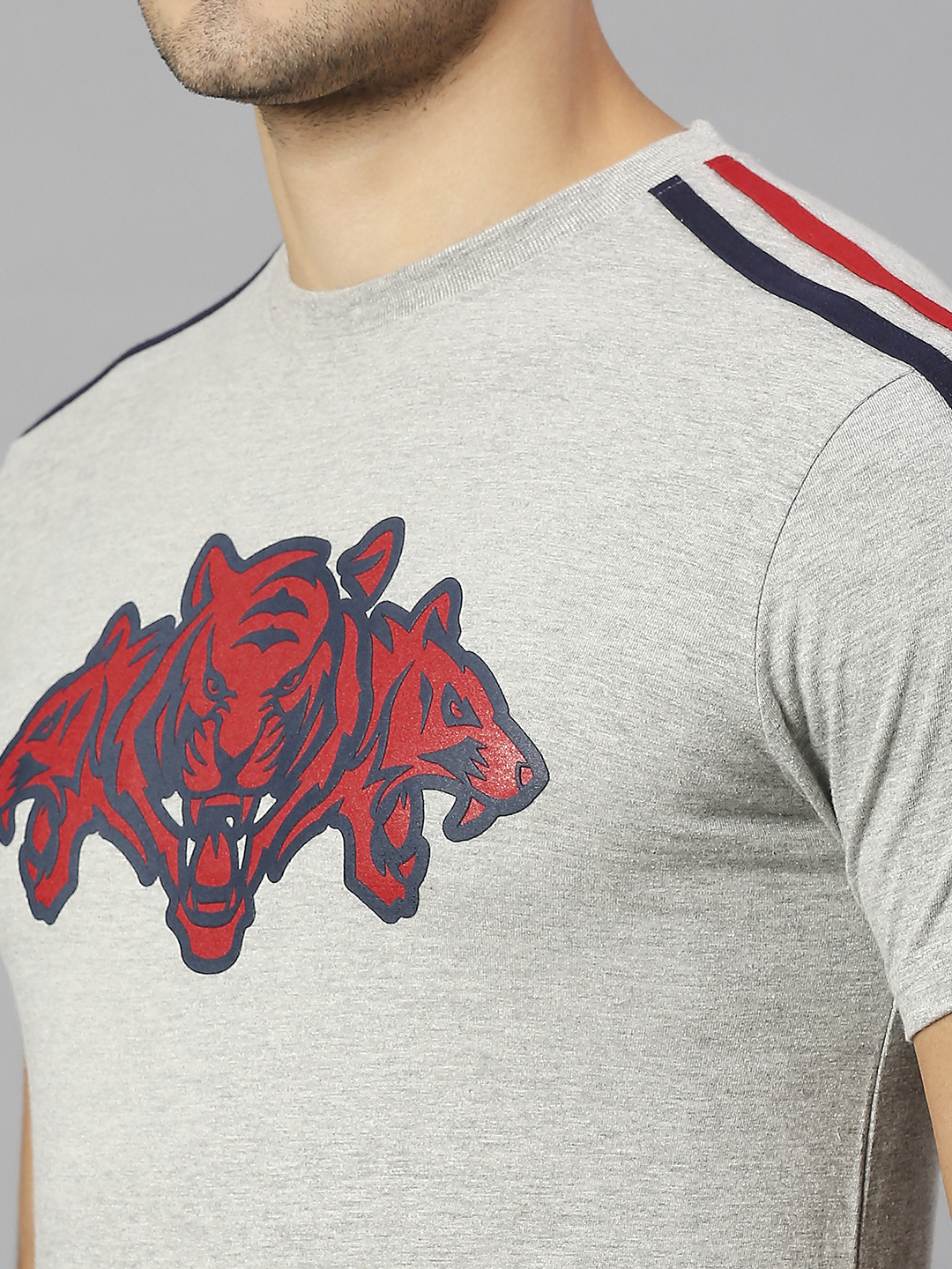 Delhi Capitals Men Grey Printed Half Sleeves Round Neck Cotton T-Shirt (5)