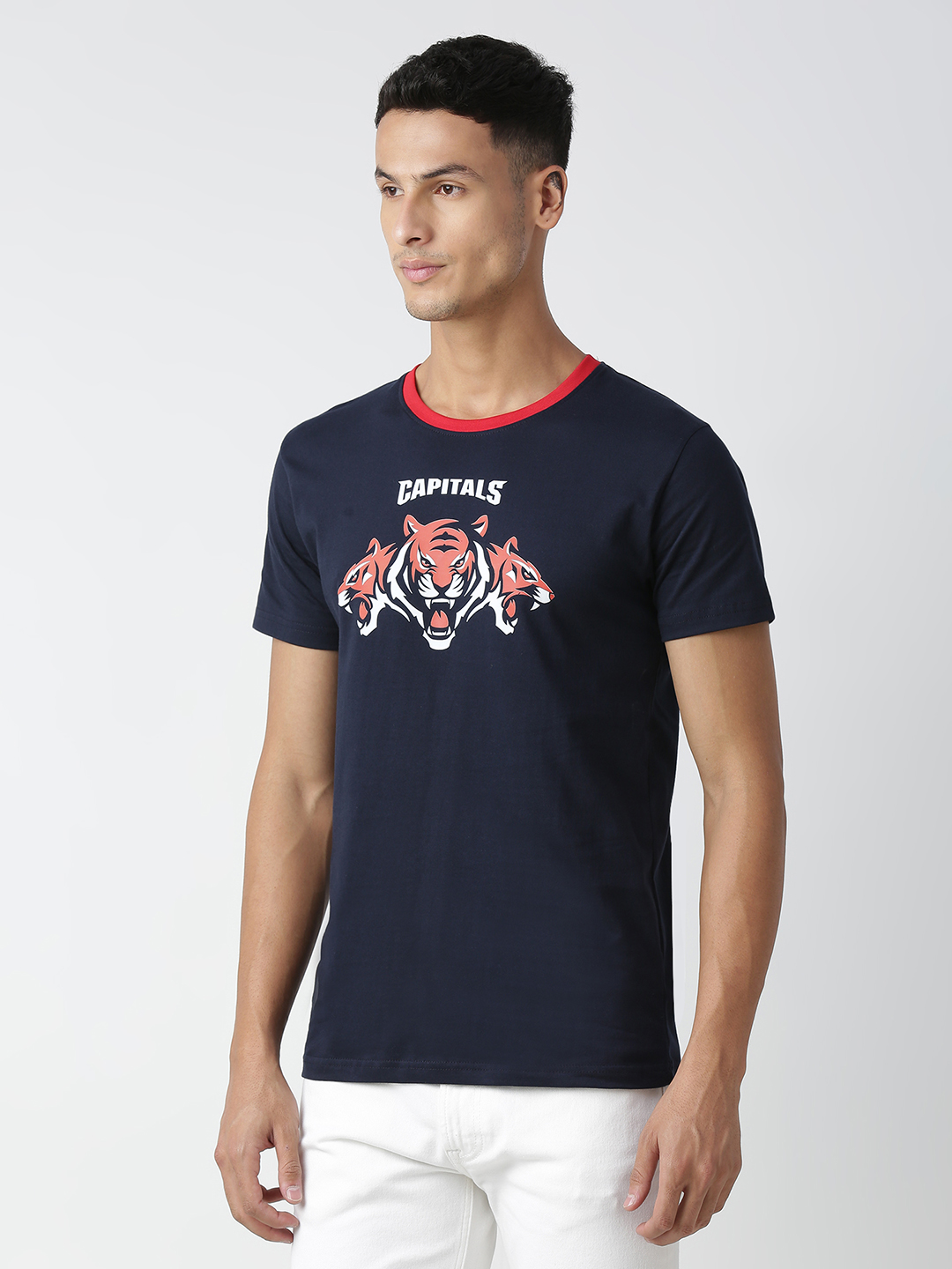 Delhi Capitals Men Navy Blue Graphic Printed Half Sleeves Round Neck Cotton T-Shirt (2)