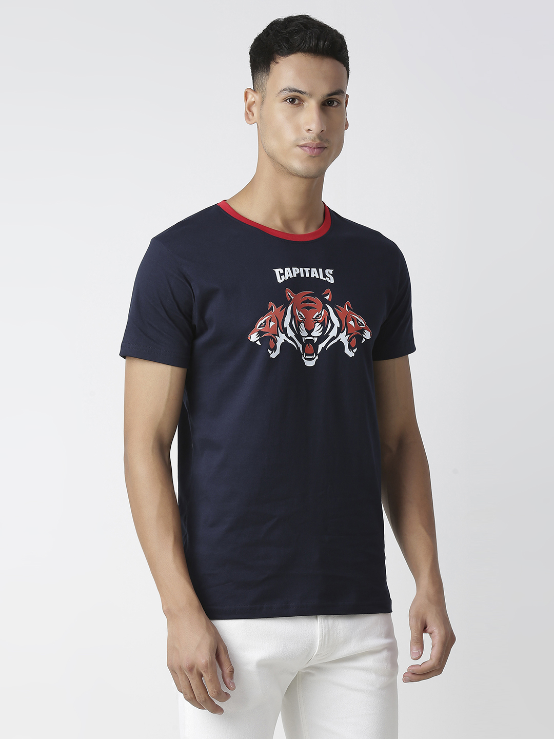 Delhi Capitals Men Navy Blue Graphic Printed Half Sleeves Round Neck Cotton T-Shirt (3)