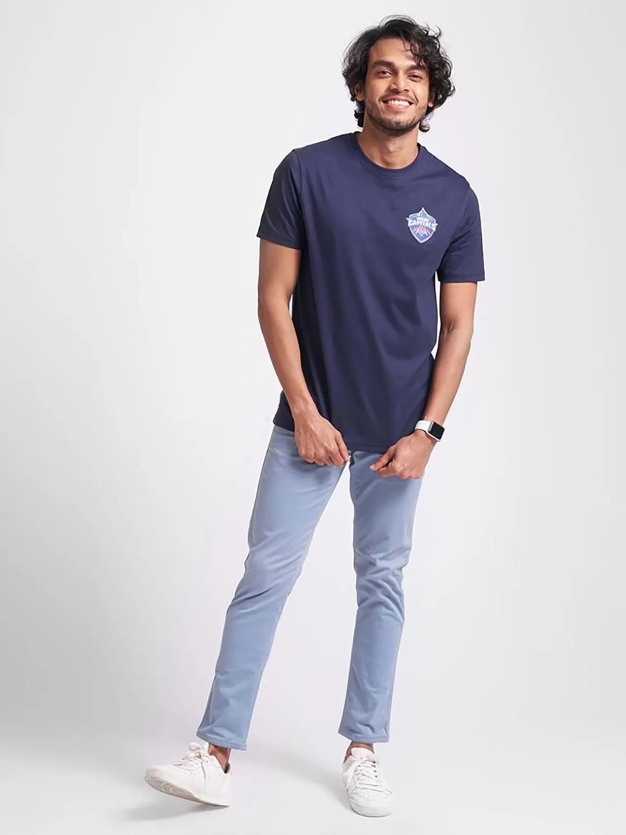 Delhi Capitals Men Navy Blue Typography Printed Half Sleeves Round Neck Cottton T-Shirt (3)
